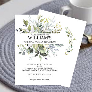 Herbal Watercolor Famille Reunion Party Invitation