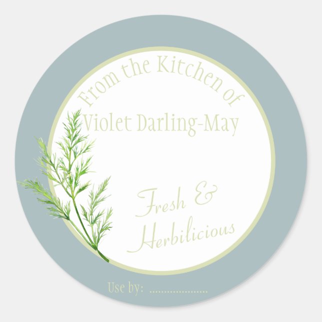 Herbe Dill Fraîche - Étiquette de cuisine maison (Devant)