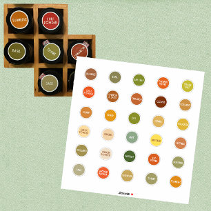 Herbe et pot d'épices étiquette couleur codée