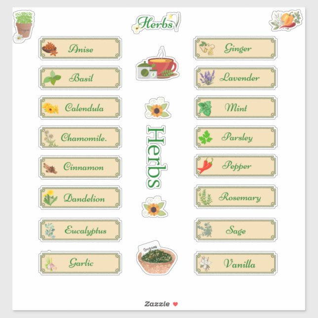 Herbe Étiquettes Nom et photo stickers Bonus suppl (Feuille)