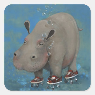 Herbert the Hippo Quadratischer Aufkleber