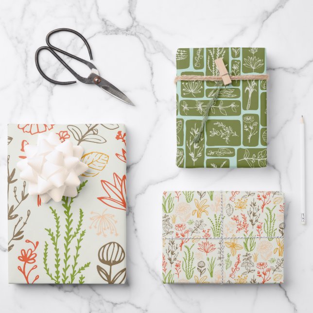 Herbes botaniques en papier d'emballage chaud (Recto)