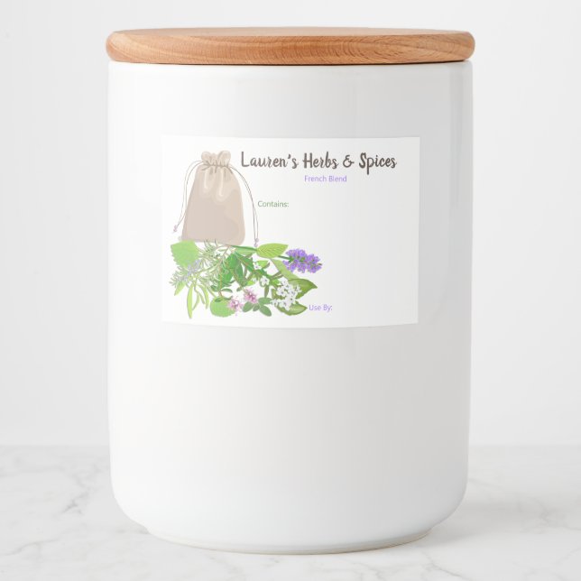 Herbes et épices personnalisables Étiquettes (Devant)