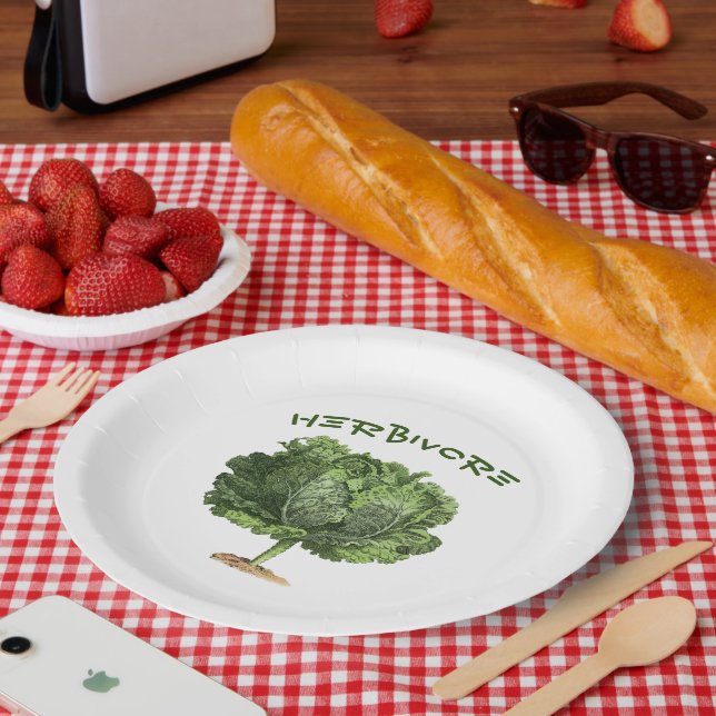 Herbivore Kale Vegan Vegetarier Pappteller (Picknick)
