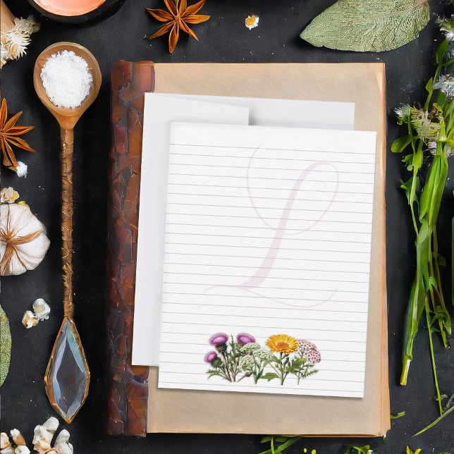 Herbs Personal Lined Writing Paper Single Initial  Mitteilungskarte (Von Creator hochgeladen)