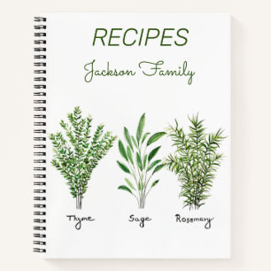 Herbs Rosemary Thyme Rustikales Kochbuch Notizbuch