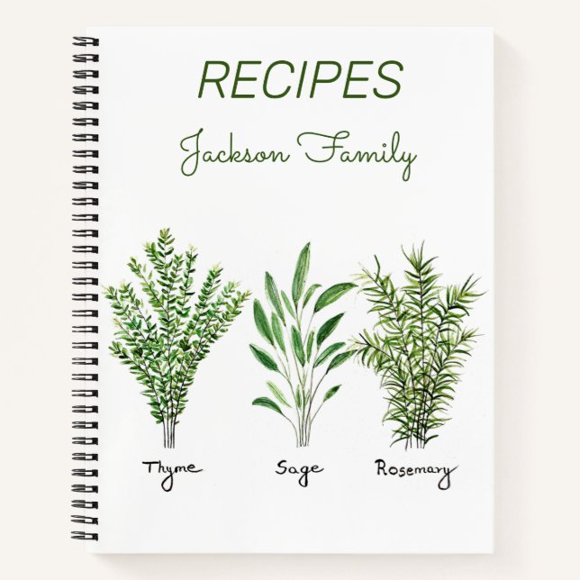 Herbs Rosemary Thyme Rustikales Kochbuch Notizbuch (Vorderseite)
