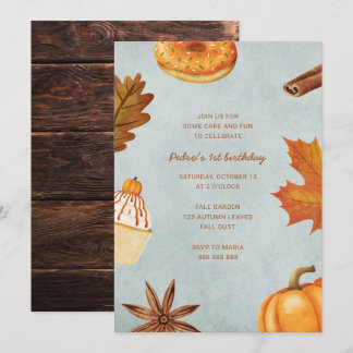 Herbst 1. Geburtstag Party Einfaches rustikales Pu Einladung