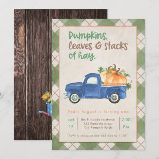 Herbst 1. Geburtstag Party Pumpkin Truck Boy Rusti Einladung
