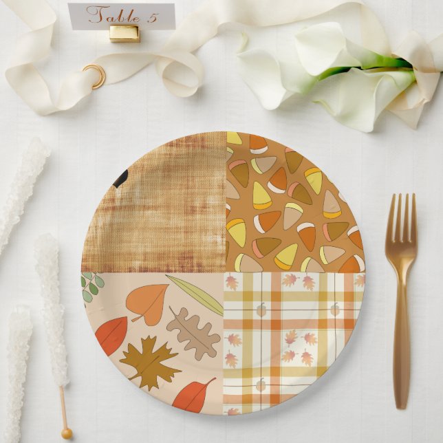Herbst 4 Ecken 1 Design Dinner Plate Pappteller (Hochzeit)