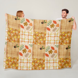 Herbst 4 Ecken 1 Design Fleecedecke