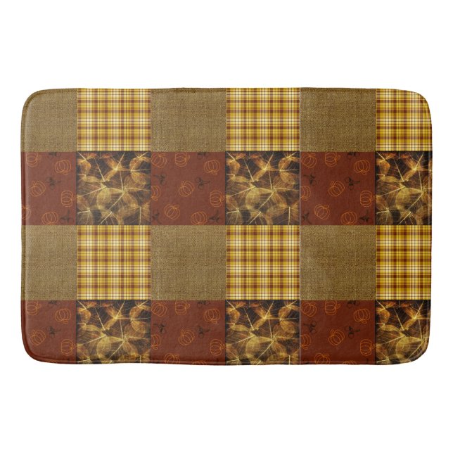 Herbst 4 Ecken 2 Design, warme Farben Badematte (Vorderseite)