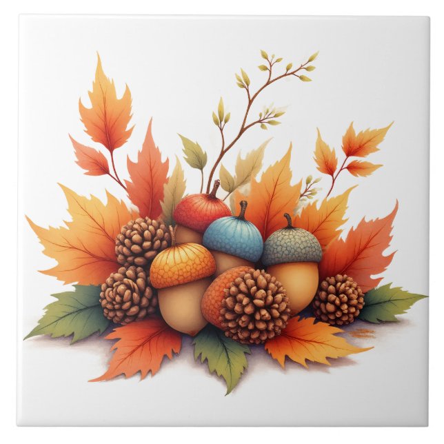 Herbst-Acorns Fliese (Vorderseite)