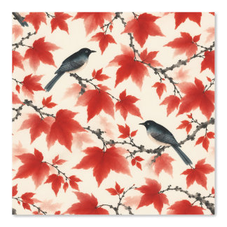 Herbst-Ahorn und Vögel Japanische Kunst Tapete
