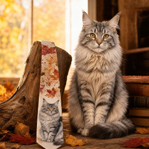 Herbst-Ahorn-Wasserfarbe Maine Coon Krawatte