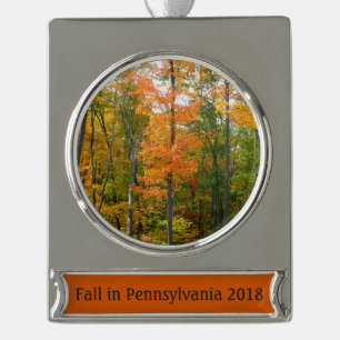 Herbst-Ahornbäume Herbstfotografie Banner-Ornament Silber