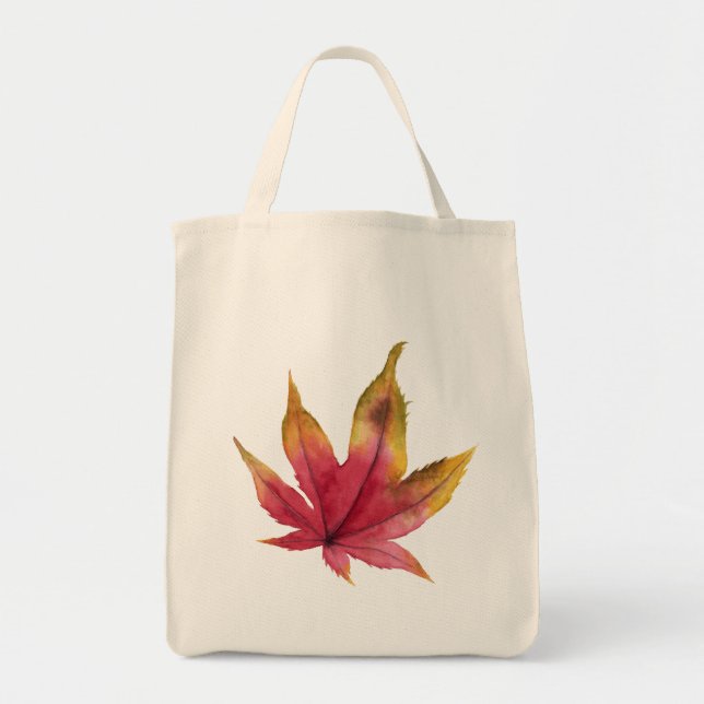 Herbst-Ahornblatt-Aquarell-Malerei Tragetasche (Vorne)