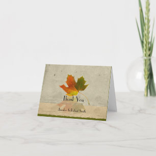 Herbst-Ahornblatt auf Falschem Papier Hochzeits-Da Dankeskarte