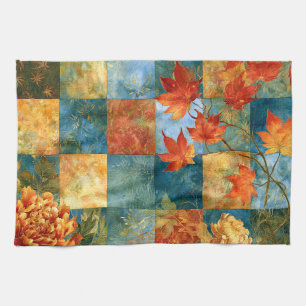 Herbst-Ahornblatt-Botanischer Patchwork Geschirrtuch