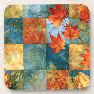 Herbst-Ahornblatt-Botanischer Patchwork Getränkeuntersetzer