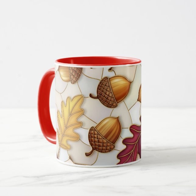 Herbst-Ahornblatt-Eichel Tasse (Vorderseite Links)