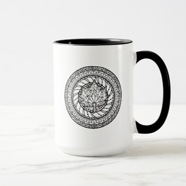 Herbst-Ahornblatt-Gekritzel Tasse (Rechts)