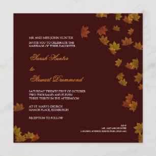Herbst-Ahornblatt-Hochzeits-Einladung - Brown Einladung