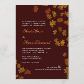 Herbst-Ahornblatt-Hochzeits-Einladung - Brown Einladung