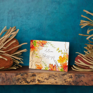 Herbst-Ahornblätter mit individuellem Text Fotoplatte
