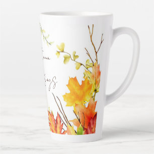 Herbst-Ahornblätter mit individuellem Text Milchtasse