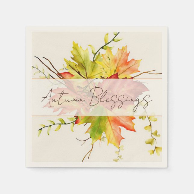 Herbst-Ahornblätter mit individuellem Text  Serviette (Vorderseite)