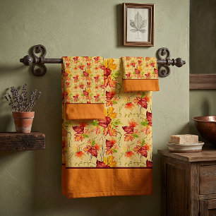 Herbst-Ahornblätter-Muster-Badehandtuch-Set Badhandtuch Set