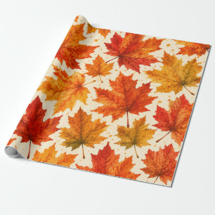 Herbst-Ahornblätter-Muster Herbst Orange-Rotes B Geschenkpapier