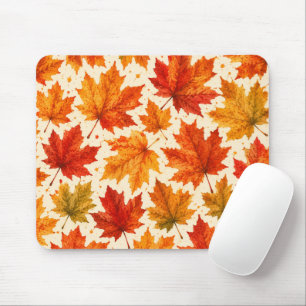 Herbst-Ahornblätter-Muster Herbst Orange-Rotes B Mousepad
