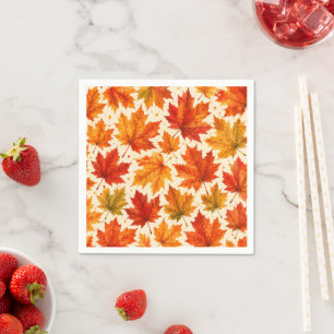 Herbst-Ahornblätter-Muster Herbst Orange-Rotes B Serviette