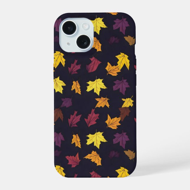Herbst-Ahornblätter-Muster iPhone 15 Hülle (Rückseite)
