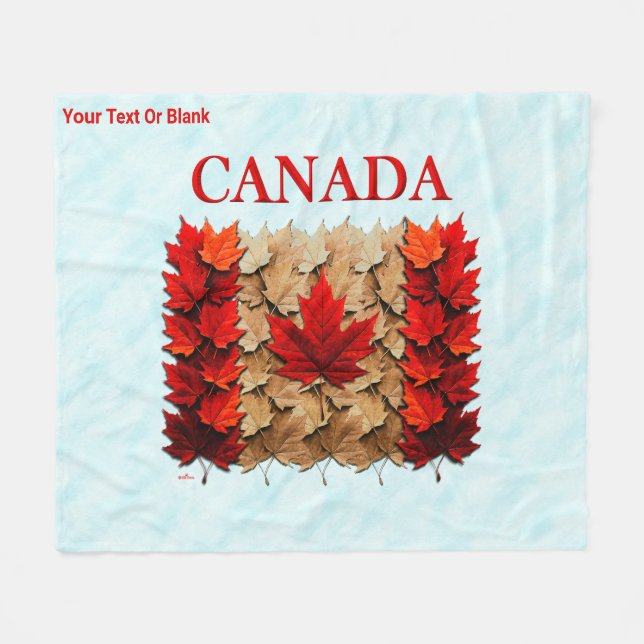 Herbst-Ahornleaf-kanadische Flagge Fleecedecke (Vorderseite (Horizontal))
