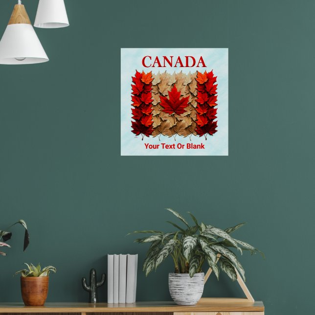 Herbst-Ahornleaf-kanadische Flagge Poster (Wohnzimmer 1)
