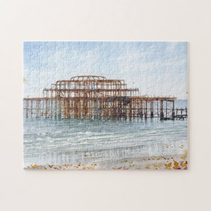 Herbst am Brighton West Pier Aquarell-Kunst