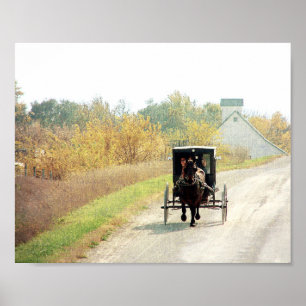 Herbst-amisches Pferd und Buggy Poster