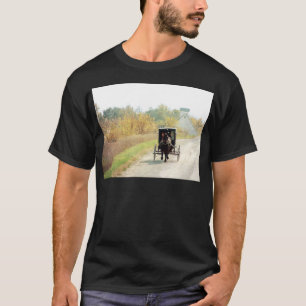 Herbst-amisches Pferd und Buggy T-Shirt