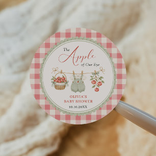 Herbst-Apfel-Baby-Wäscheleine-Baby-Shower Runder Aufkleber