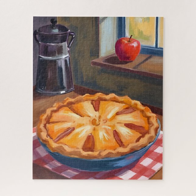 Herbst-Apfelkuchen-Aquarell (Vertikal)