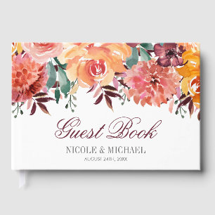 Herbst-Aquarell-Blumen-Hochzeit Gästebuch
