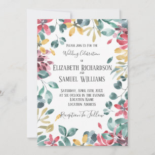 Herbst-Aquarell-Blumen-Hochzeitseinladung Einladung