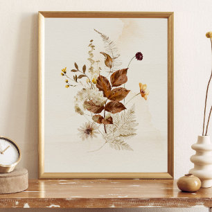 Herbst-Aquarell-Blumen Poster