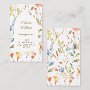 Herbst-Aquarell-Blumen  Visitenkarte