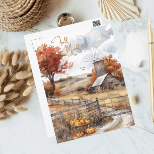 Herbst-Aquarell Herbststimmung auf dem Land Postkarte