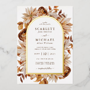 Herbst-Aquarell-Hochzeit Folieneinladung