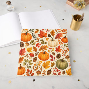 Herbst-Aquarell-Kürbisse, Herbstlaub und Wald Gästebuch